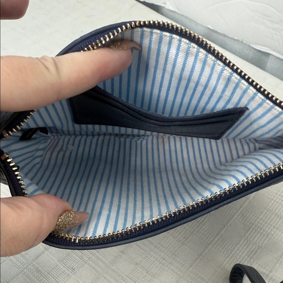 Draper James Leather Navy Blue Half Moon Wristlet Wallet - Picture 7 of 9